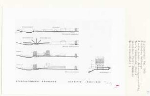 Stadtautobahn Rehberge, Berlin-Wedding (Diplomarbeit bei Kurt Dübbers): Schnitte 1:500 und Detailschnitt 1:200