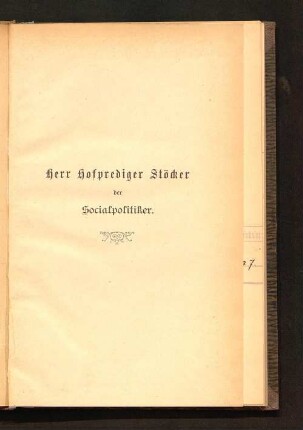 Herr Hofprediger Stöcker, der Socialpolitiker : eine Streitschrift