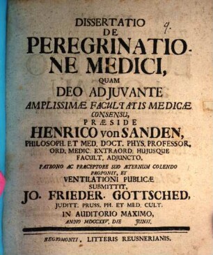 Diss. de peregrinatione medici