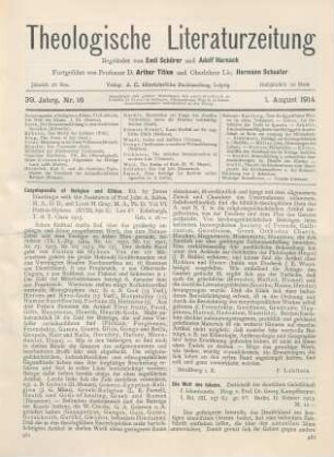481-482 [Rezension] Hastings, James (Ed.), Encyclopaedia of Religion and Ethics. Vol. VI