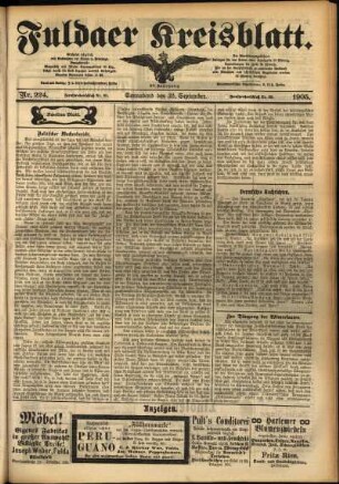Zweite Ausgabe vom Samstag, den 30. September 1905.