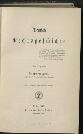 Deutsche Rechtsgeschichte : ein Lehrbuch