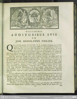 Nobilissimis Auditoribus Suis S. D. Joh. Rudolphus Iselius