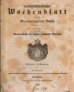 Großherz. badisches landwirthschaftliches Wochenblatt, 9. 1841
