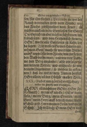XXX. Gebet um göttlichen Schutz wider die Feinde und Verfolger.