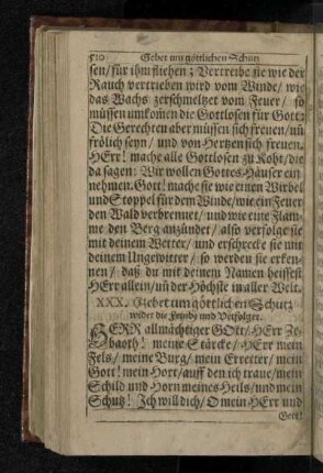 XXX. Gebet um göttlichen Schutz wider die Feinde und Verfolger.