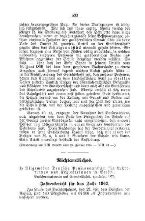 Allgemeine Deutsche Pensionsanstalt für Lehrerinnen und Erzieherinnen in Berlin : [Nichtamtliches]