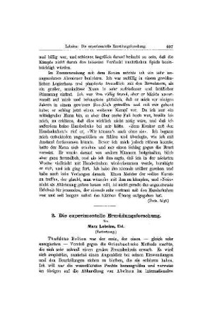 Die experimentelle Ermüdungsforschung : (Fortsetzung)