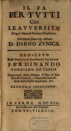 Il fa per tutti cioè le avversità d'ogni stato di persone consolate