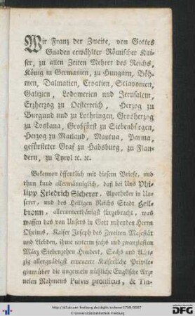 Wir Franz der Zweite ...