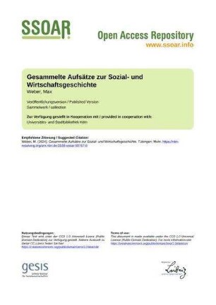 Gesammelte Aufsätze zur Sozial- und Wirtschaftsgeschichte