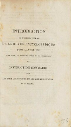 Introduction a la huitième année de la Revue Encyclopédique (1826)