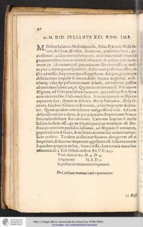 21. M. Did. Iulianus XXI. Rom. Imp.