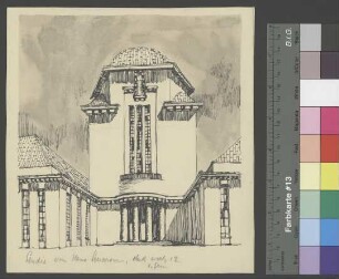 [Gebäude mit Turm und Flügelbauten um einen Ehrenhof]