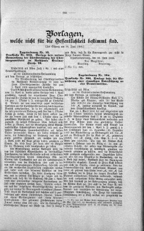 Vorlagen welche nicht für die Oeffentlichkeit bestimmt sind., 29. Juni 1898