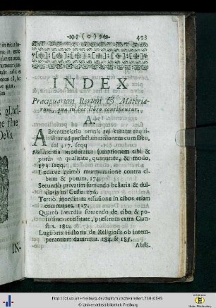 Index Praecipuarum Rerum et Materiarum...