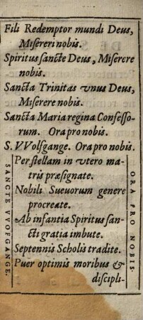 Litaniae De Sancto VVolfgango Episcopo Ratisponensi : Ex vita ipsius concin[n]atae