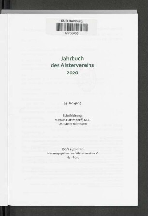 93.2020: Jahrbuch des Alstervereins e. V
