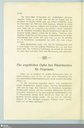 Die angeblichen Opfer des Rheinbundes für Napoleon