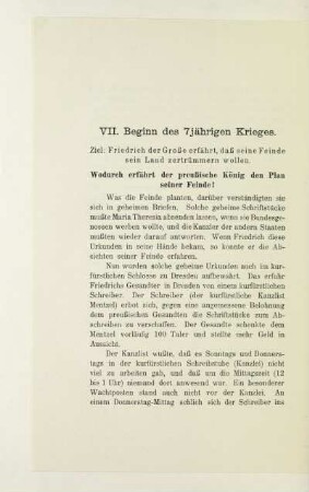 VII. Beginn des 7jährigen Krieges