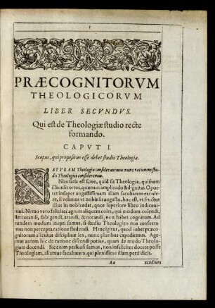 Capvt I. Scopus, qui propositus esse debet studio Theologiae.