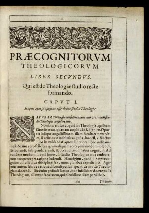 Capvt I. Scopus, qui propositus esse debet studio Theologiae.