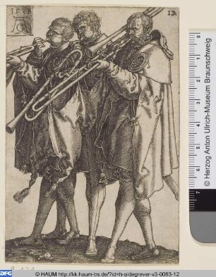 Musikanten mit Trompeten und Posaune
