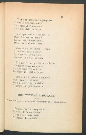 Conferencia ruidosa para la fundación de la «Sociedad Protectora de los Enamorados»