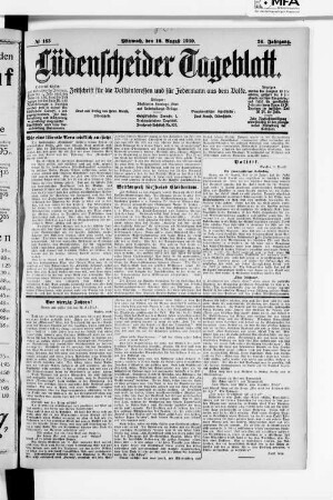 Lüdenscheider Tageblatt : Organ der Fortschrittlichen Volkspartei