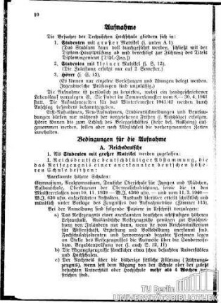 Aufnahmebedingungen