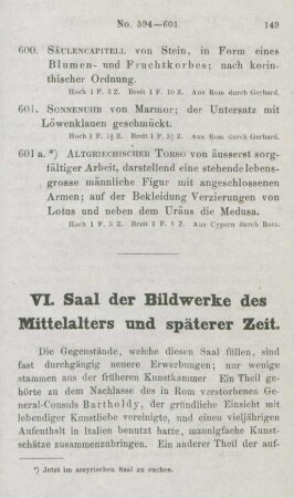 VI. Saal der Bildwerke des Mittelalters und späterer Zeit
