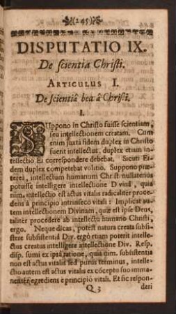 Disputatio IX. De scientia Christi.
