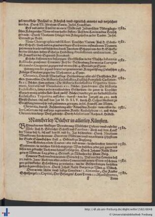 Mancherley Bücher in allerley Künsten.