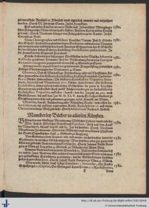 Mancherley Bücher in allerley Künsten.