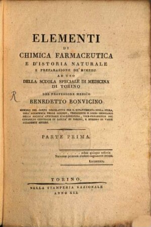 Elementi de chimica farmaceutica e d'istoria naturale
