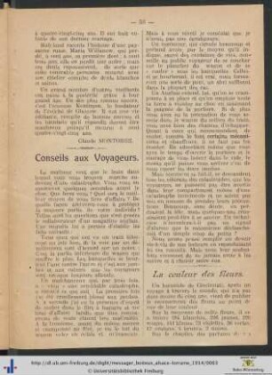 Conseils aux Voyageurs.