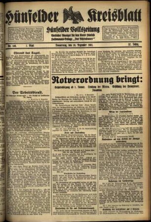 Erste Ausgabe vom Donnerstag, den 10. Dezember 1931.