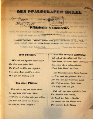 Des Pfalzgrafen Enkel : pfälzische Volksscene