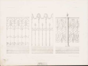 Geländer aus Gusseisen, Berlin: Ansichten (aus: Architektonisches Skizzenbuch, H. 61/2, 1863)