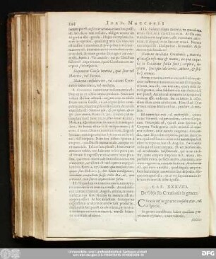 Cap. XXXVIII. De Obiecto Creationis in genere.