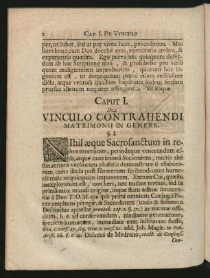 Caput I. De Vinculo Contrahendi Matrimonii In Genere.