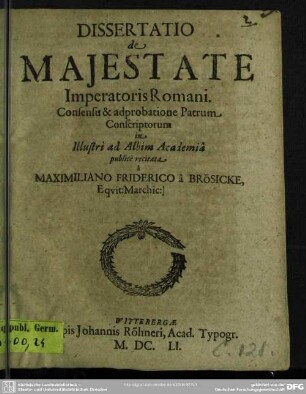 Dissertatio de majestate imperatoris Romani