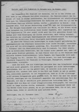 Eningen: Visitationsbericht 1944