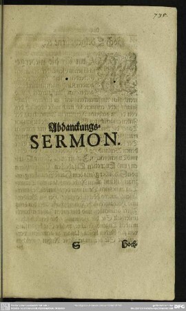 Abdankung : Abdanckungs-Sermon