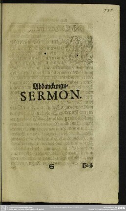 Abdankung : Abdanckungs-Sermon