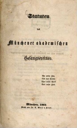Statuten des Münchener akademischen Gesangsvereines