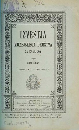 Izvestja Muzejskega Društva za Kranjsko : izdal Društveni Odbor. 4. 1894, Se . 4