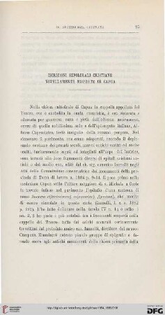 4.Ser.3.1884/85: Iscrizioni sepolcrali cristiane novellamente scoperte in Capua