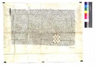 Kaiser Karl bestätigt dem Kloster Ellwangen auf Bitten des Abtes Kuno die inserierten Urkunden Kaiser Ludwigs von 814 und Kaiser Friedrichs I. von 1152, den Wald Virgunda betreffend.