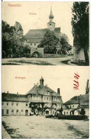Raußlitz. Kirche und Rittergut